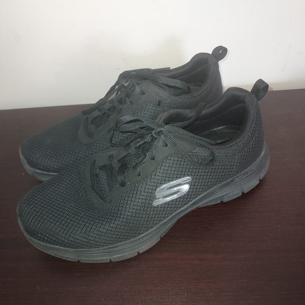 Skechers Womens Sneakers 8.5M Lace Up Flex Appeal 4.0 Comfort Athletic Black